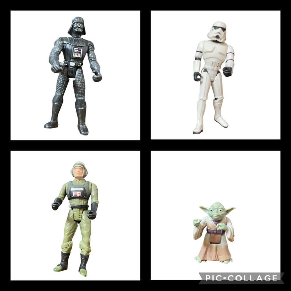 4 Star Wars Vintage Figures Darth Vader, Stormtrooper, A-Wing Pilot, Yoda